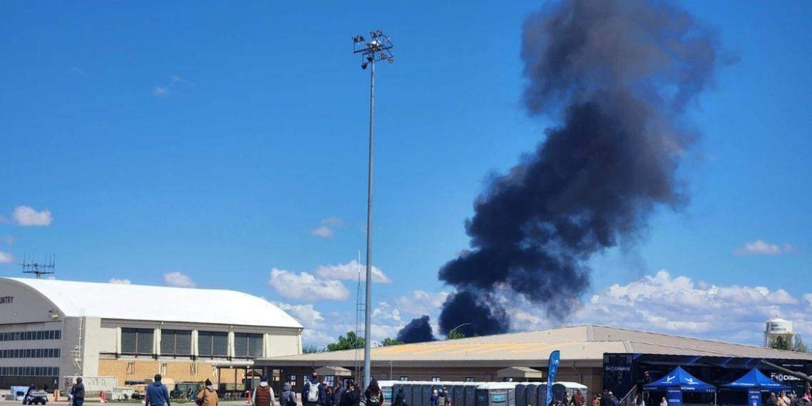 Four crew members ejected safely after two Navy jets collide and crash during air show in Idaho